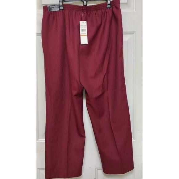 ALFRED DUNNER WOMENS PANTS BURGANDY SOLID PULLOVER FLAT FRONT AND ELASTIC BACK76 - Picture 2 of 7